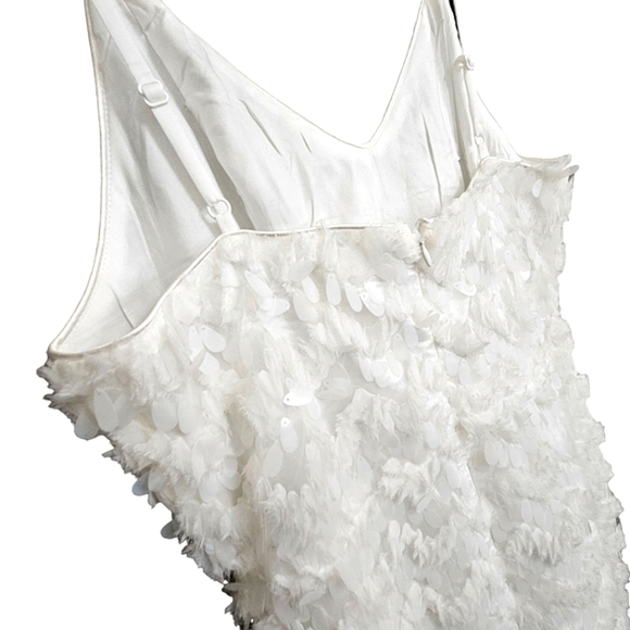 Nwot Just Me White Oval Sequined Spaghetti straps Cocktail Mini Dress - Picture 14 of 17